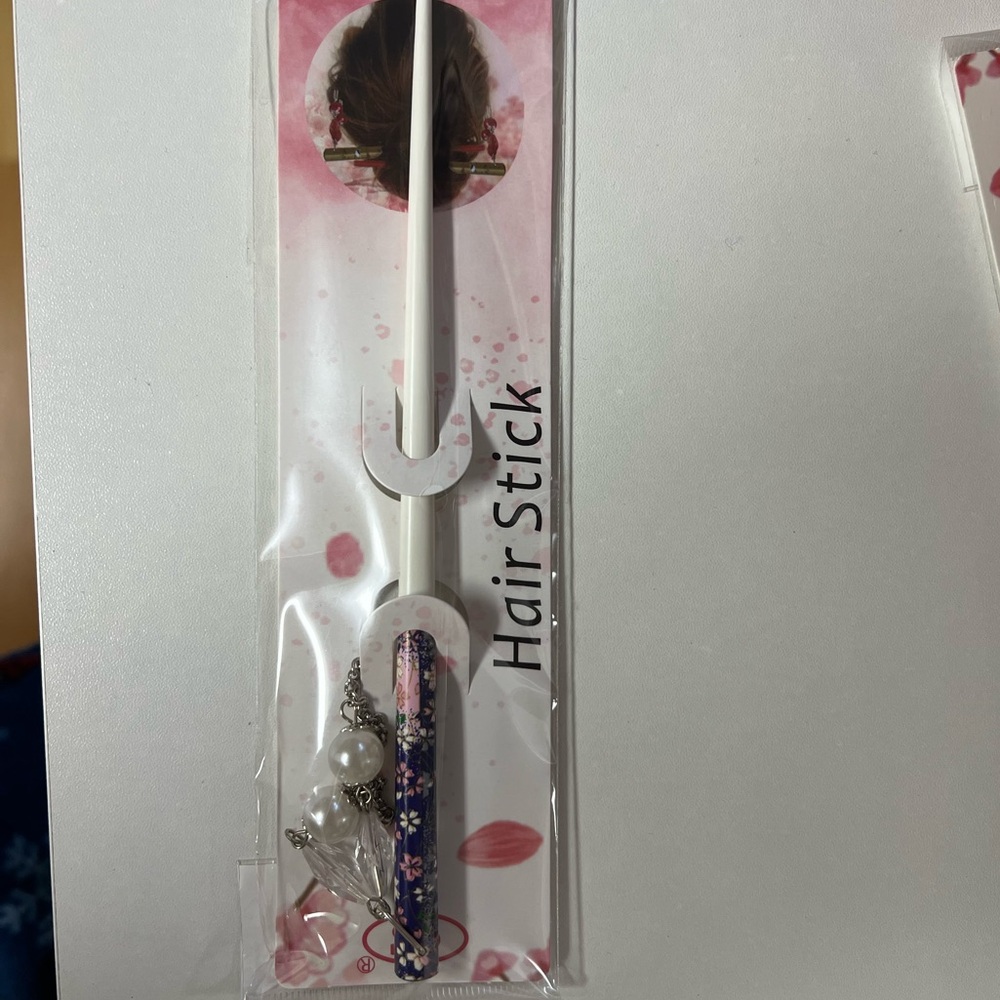 Floral Hair Stick with Pearl Accent